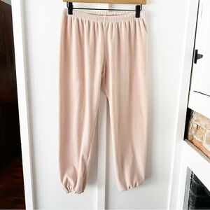 THE GREAT pink velour the cropped sweatpant